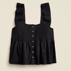 NWT! J.Crew Black Pleated Pintuck peplum top. Women’s Large